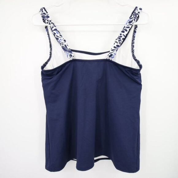 NWOT Lands End Navy Blue White Pattern Swim Tankini Top Underwire Size 8 - Picture 8 of 8